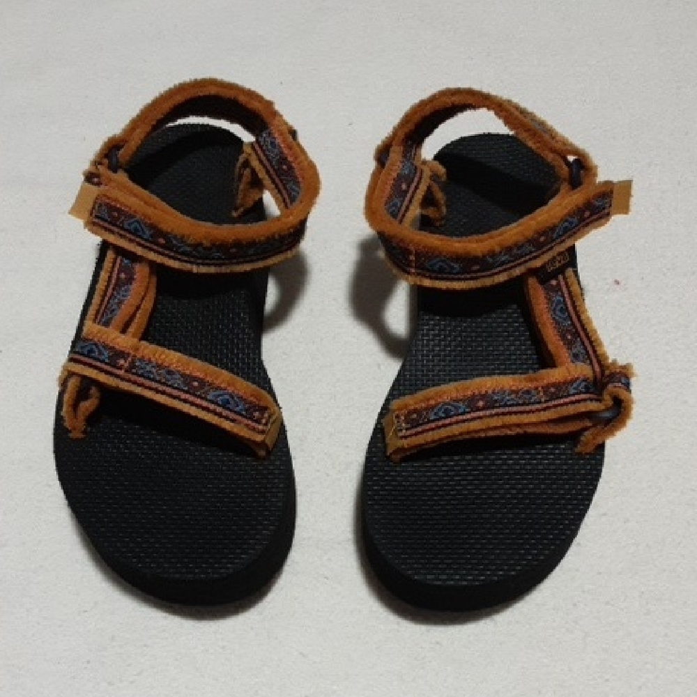 TEVA W7 Black and Orange Strappy Sandals